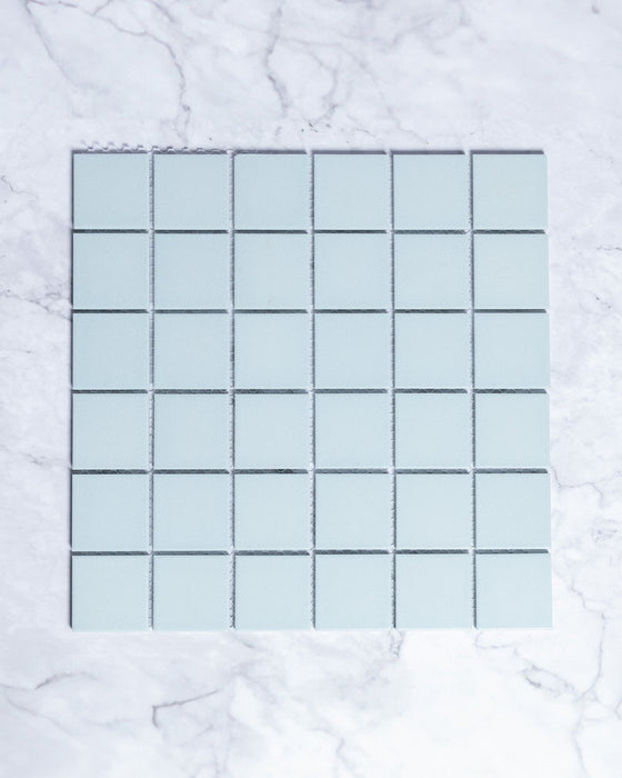 Bridges Duck Egg Blue Unglazed Full Body Porcelain Square Mosaic Tile 48 x 48mm