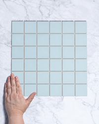 Bridges Duck Egg Blue Unglazed Full Body Porcelain Square Mosaic Tile 48 x 48mm tile - Tile Touch