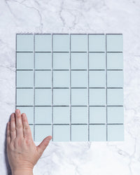 Bridges Duck Egg Blue Unglazed Full Body Porcelain Square Mosaic Tile 48 x 48mm tile, view 1 - Tile Touch