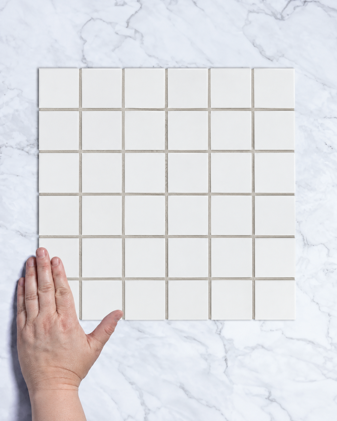 Bridges Ivory Unglazed Full Body Porcelain Square Mosaic Tile 48 x 48mm
