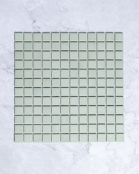 Bridges MINI Mint Green Unglazed Full Body Porcelain Square Mosaic Tile 23 x 23mm tile, view 2 - Tile Touch