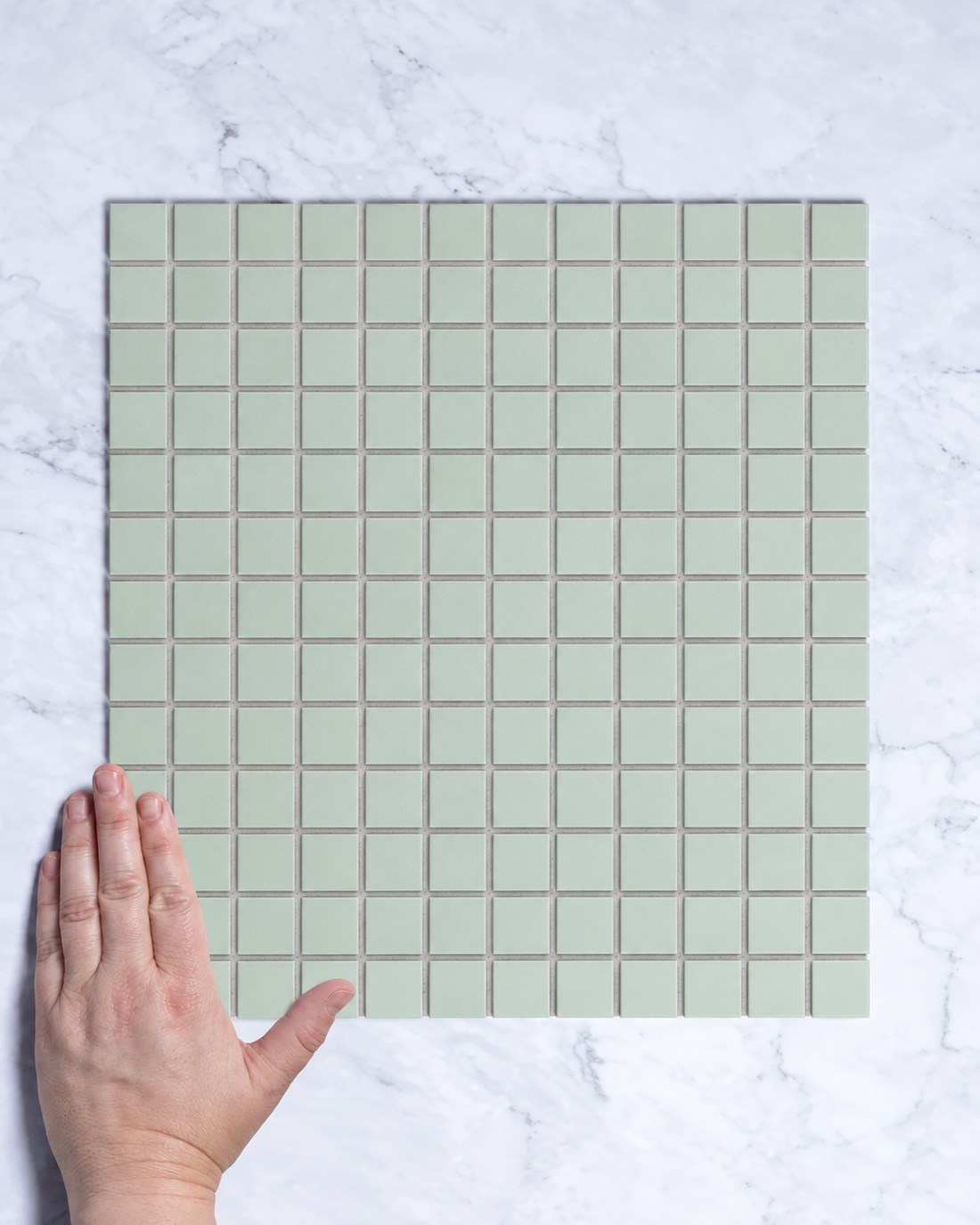 Bridges MINI Mint Green Unglazed Full Body Porcelain Square Mosaic Tile 23 x 23mm tile - Tile Touch