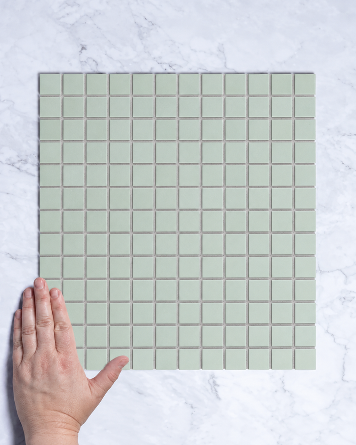 Bridges MINI Mint Green Unglazed Full Body Porcelain Square Mosaic Tile 23 x 23mm