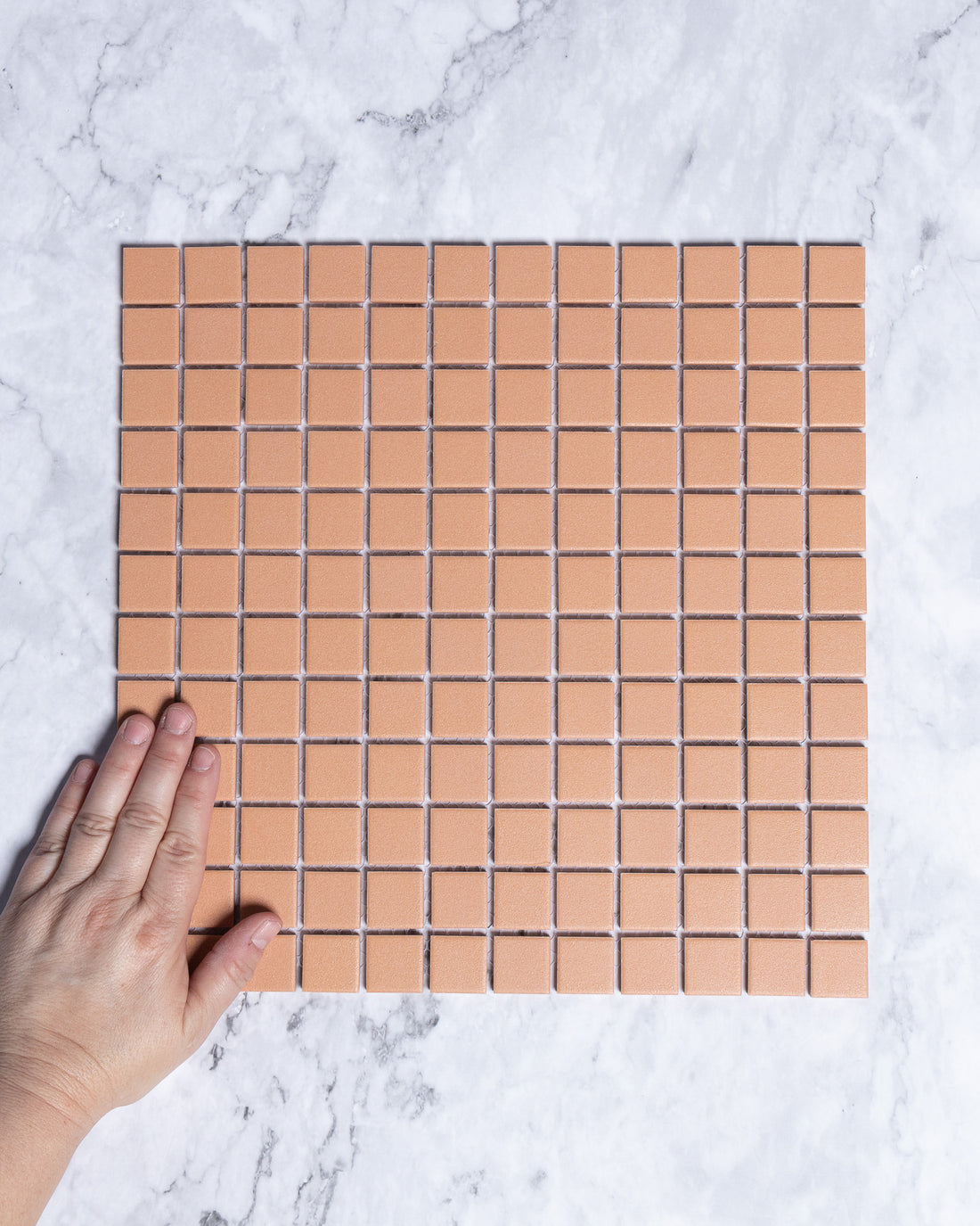 Bridges MINI Terracotta Orange Unglazed Full Body Mosaic 23x23mm tile, view 1 - Tile Touch