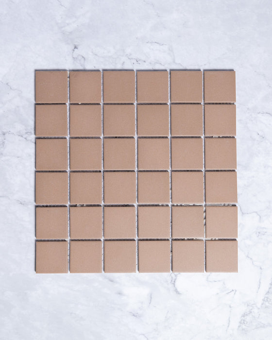 Bridges Mocha Brown Unglazed Full Body Porcelain Square Mosaic Tile 48 x 48mm