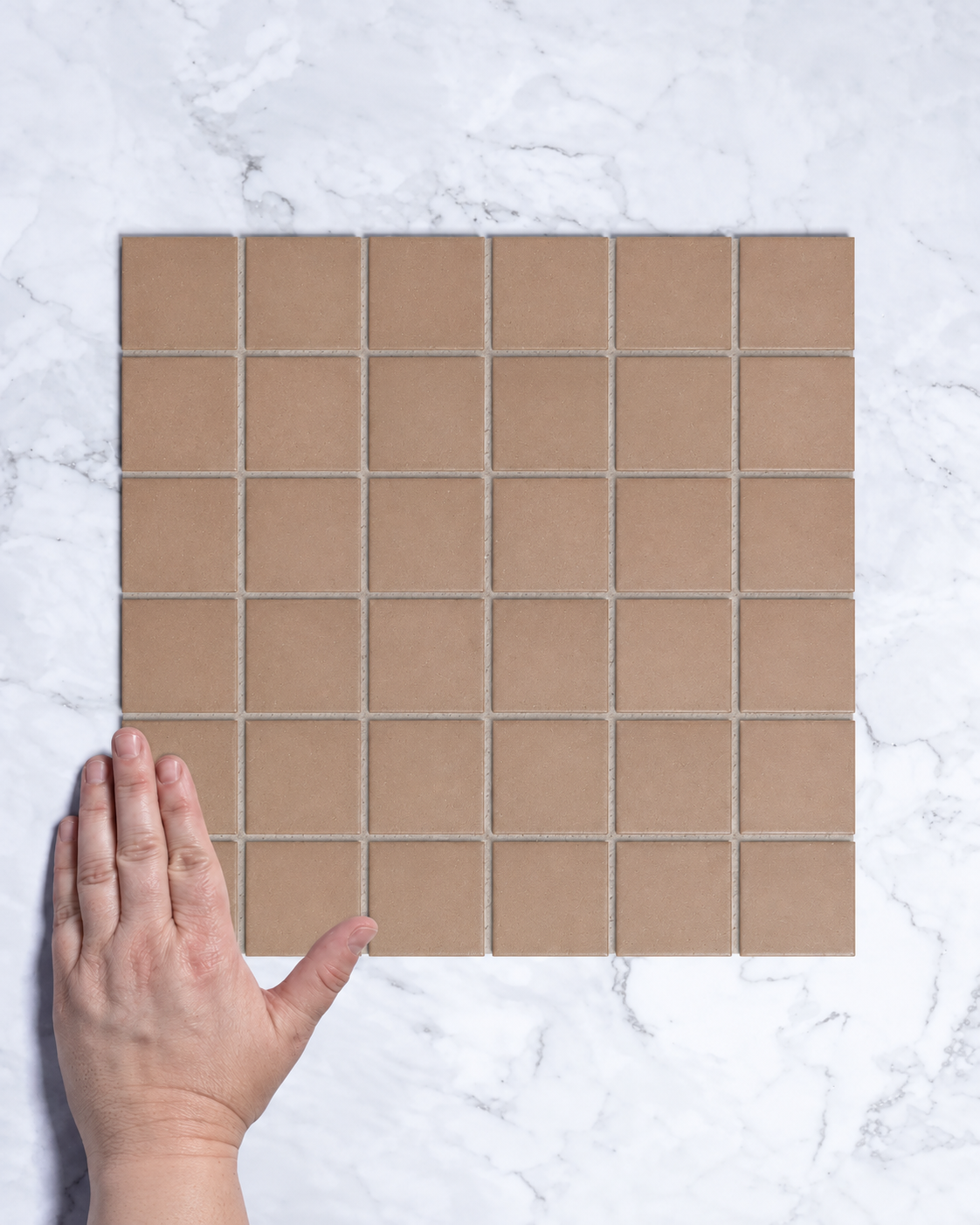 Bridges Mocha Brown Unglazed Full Body Porcelain Square Mosaic Tile 48 x 48mm