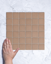 Bridges Mocha Brown Unglazed Full Body Porcelain Square Mosaic Tile 48 x 48mm tile - Tile Touch