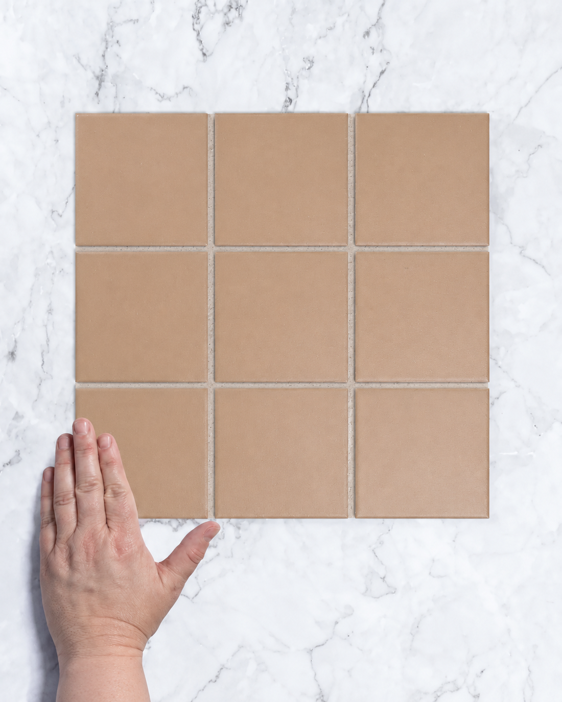 Bridges Mocha Brown Unglazed Full Body Porcelain Square Mosaic Tile 97x97mm tile - Tile Touch