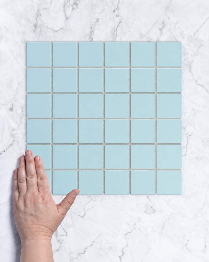 Bridges Sky Blue Unglazed Full Body Porcelain Square Mosaic Tile 48 x 48mm