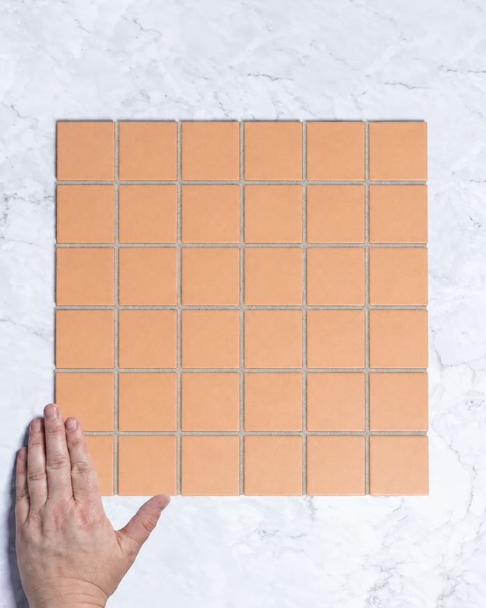 Bridges Terracotta Orange Unglazed Full Body Porcelain Square Mosaic Tile 48 x 48mm