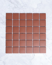 Bridges Dark Red Terracotta Unglazed Full Body Porcelain Square Mosaic Tile 48 x 48mm tile, view 2 - Tile Touch