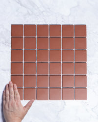 Bridges Dark Red Terracotta Unglazed Full Body Porcelain Square Mosaic Tile 48 x 48mm tile, view 1 - Tile Touch