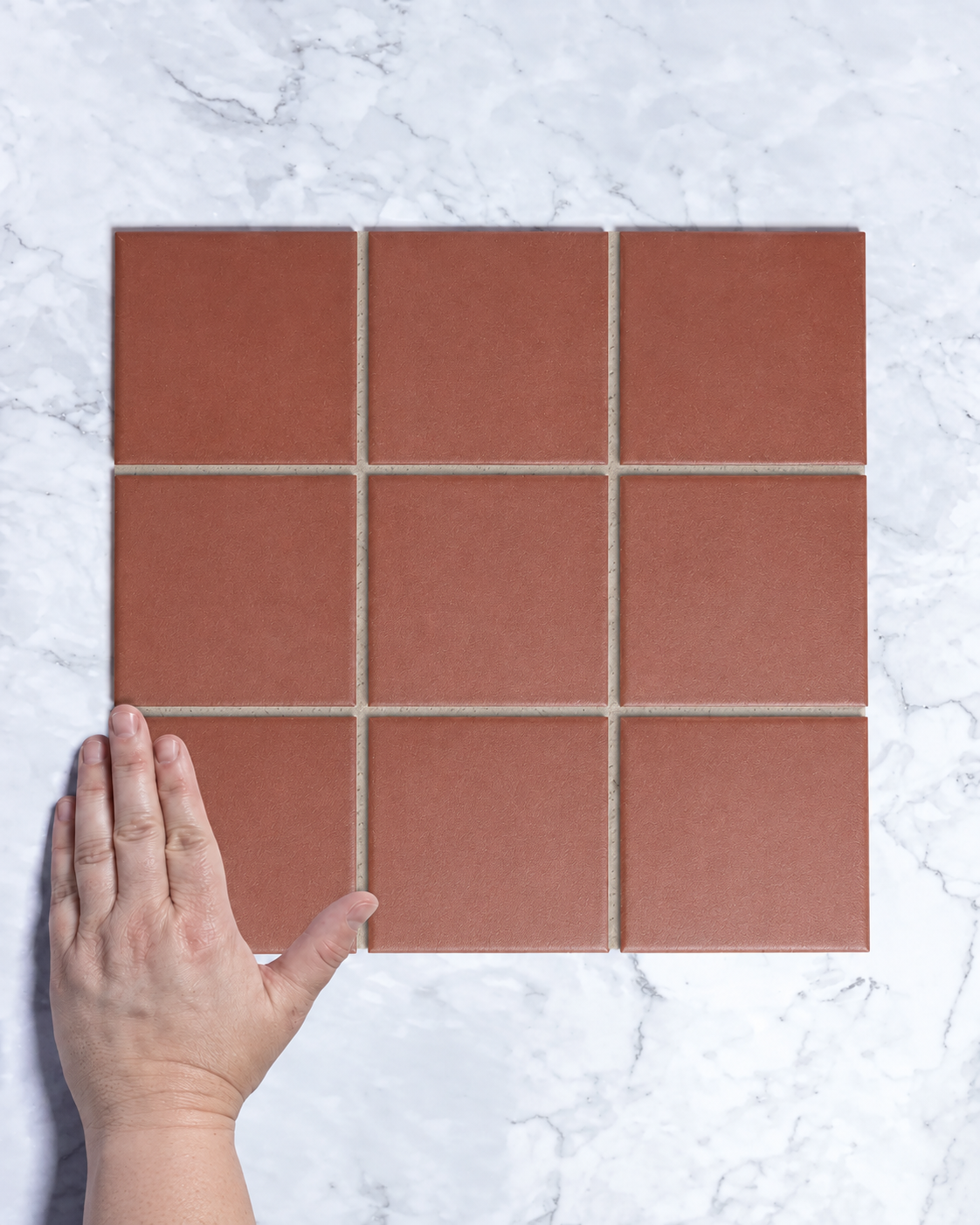 Bridges Dark Terracotta Unglazed Full Body Porcelain Square Mosaic Tile 97x97mm