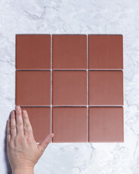 Bridges Dark Terracotta Unglazed Full Body Porcelain Square Mosaic Tile 97x97mm tile, view 1 - Tile Touch
