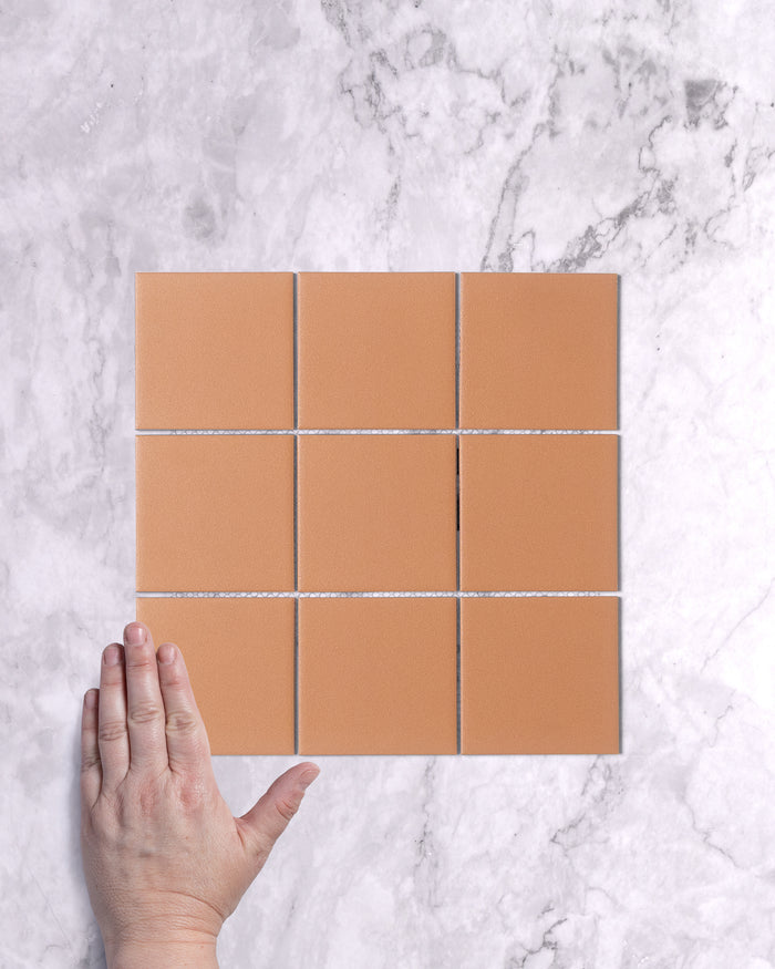 Bridges Terracotta Orange Unglazed Full Body Porcelain Square Mosaic Tile 97 x 97mm