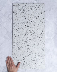 Burrows White Terrazzo Look Porcelain Tile 300x600mm tile, view 1 - Tile Touch