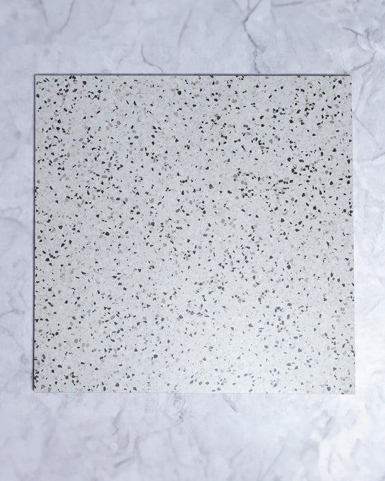 Burrows White Terrazzo Look Porcelain Tile Finish 600 x 600mm