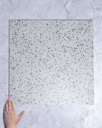 Burrows White Terrazzo Look Porcelain Tile Finish 600 x 600mm tile, view 1 - Tile Touch