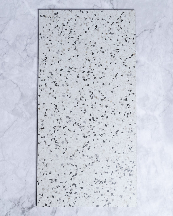 Burrows White Terrazzo Look Porcelain Tile 300x600mm