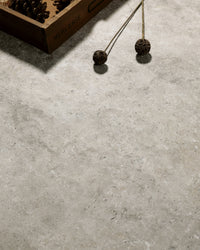 Burton Silver Travertine Look Porcelain Tile 600x600mm tile, view 4 - Tile Touch