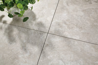 Burton Silver Travertine Look Porcelain Tile 600x600mm tile, view 5 - Tile Touch