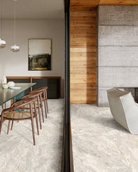Burton White Travertine Look Porcelain Tile 600x600mm tile, view 3 - Tile Touch