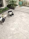 Burton White Travertine Look Porcelain Tile 600x600mm