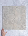 Burton Silver Travertine Look Porcelain Tile 600x600mm