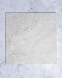 Burton White Travertine Look Porcelain Tile 600x600mm tile, view 2 - Tile Touch