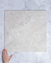 Burton White Travertine Look Porcelain Tile 600x600mm