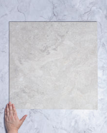  Burton White Travertine Look Porcelain Tile 600x600mm