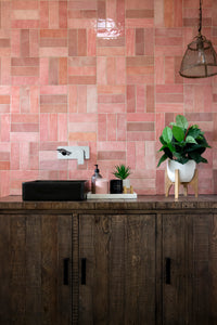 Collie Artisanal Pink Gloss Subway Tile tile, view 4 - Tile Touch