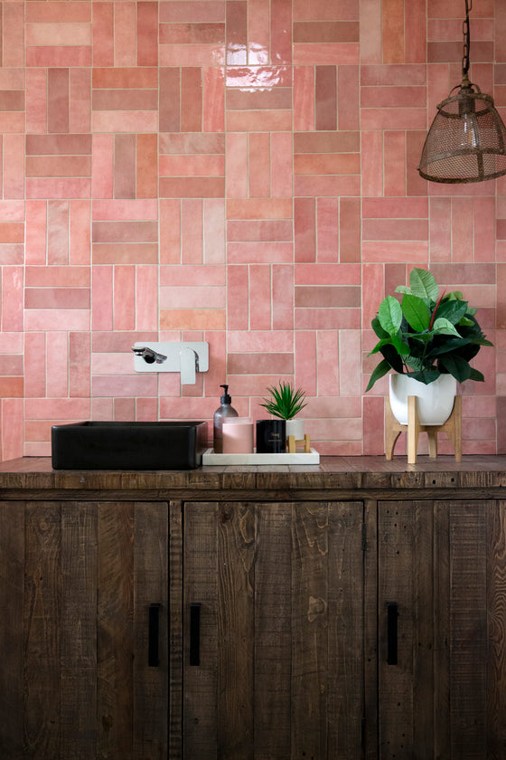 Collie Artisanal Pink Gloss Subway Tile