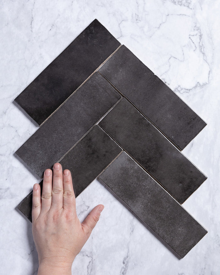Collie Artisanal Charcoal Gloss Zellige Look Spanish Subway Tile tile, view 1 - Tile Touch