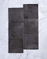 Collie Artisanal Square Charcoal Gloss Zellige Look Spanish Tile 132x132mm tile, view 2 - Tile Touch
