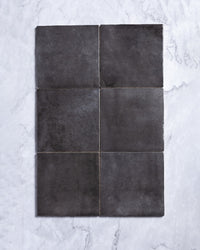 Collie Artisanal Square Charcoal Gloss Zellige Look Spanish Tile 132x132mm tile, view 3 - Tile Touch