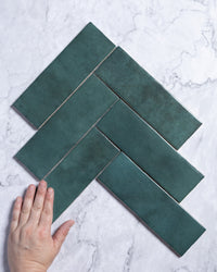 Collie Artisanal Forest Green Gloss Zellige Look Spanish Subway Tile tile, view 1 - Tile Touch