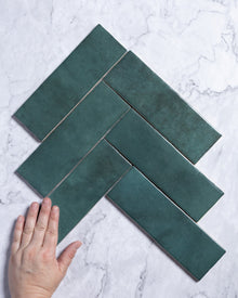  Collie Artisanal Forest Green Gloss Zellige Look Spanish Subway Tile