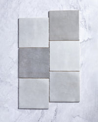 Collie Artisanal Square Grey Gloss Zellige Look Spanish Tile 132x132mm tile, view 2 - Tile Touch