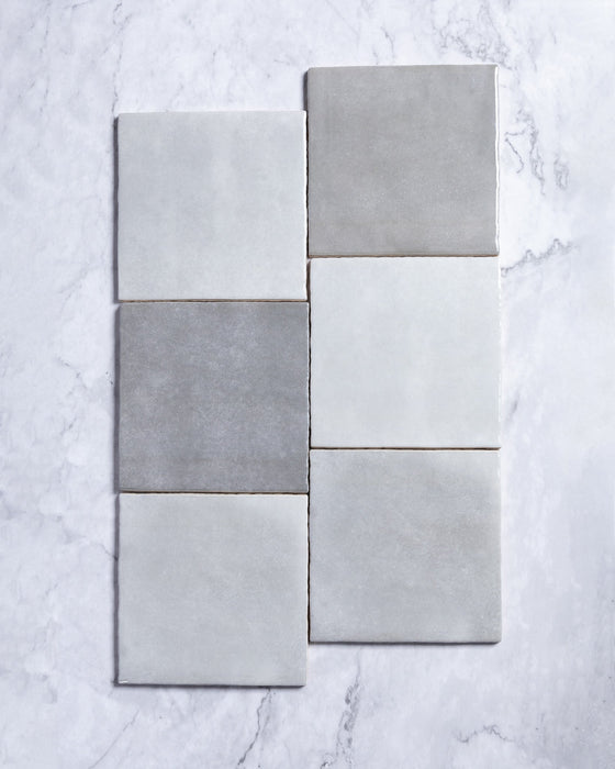 Collie Artisanal Square Grey Gloss Zellige Look Spanish Tile 132x132mm