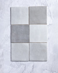 Collie Artisanal Square Grey Gloss Zellige Look Spanish Tile 132x132mm tile, view 3 - Tile Touch
