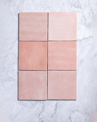 Collie Artisanal Square Pink Gloss Zellige Look Spanish Tile 132x132mm tile, view 3 - Tile Touch
