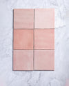 Collie Artisanal Square Pink Gloss Zellige Look Spanish Tile 132x132mm