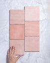 Collie Artisanal Square Pink Gloss Zellige Look Spanish Tile 132x132mm