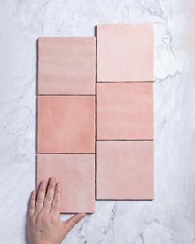  Collie Artisanal Square Pink Gloss Zellige Look Spanish Tile 132x132mm