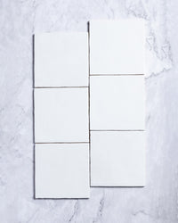 Collie Artisanal Square White Gloss Zellige Look Spanish Tile 132x132mm tile, view 2 - Tile Touch