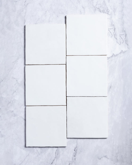 Collie Artisanal Square White Gloss Zellige Look Spanish Tile 132x132mm