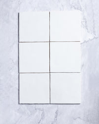 Collie Artisanal Square White Gloss Zellige Look Spanish Tile 132x132mm tile, view 3 - Tile Touch
