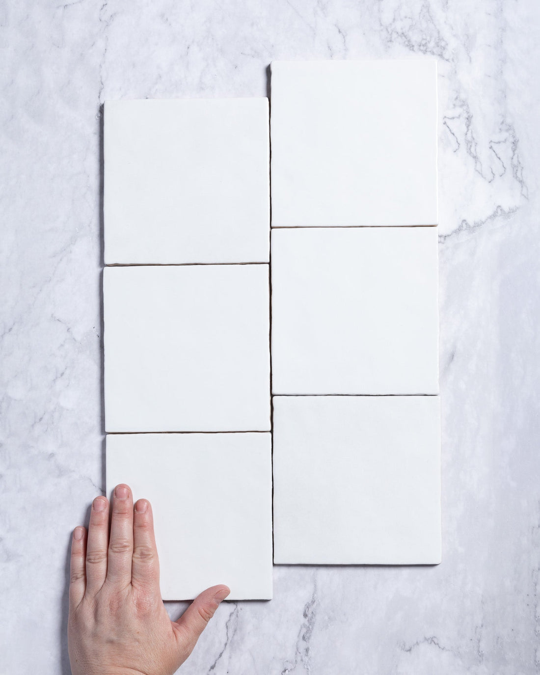 Collie Artisanal Square White Gloss Zellige Look Spanish Tile 132x132mm tile, view 1 - Tile Touch