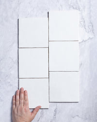 Collie Artisanal Square White Gloss Zellige Look Spanish Tile 132x132mm tile, view 1 - Tile Touch